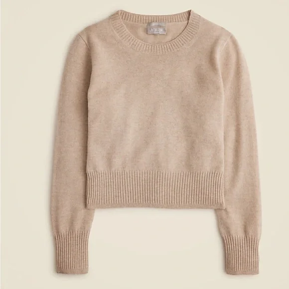 J. Crew Women's Cashmere Shrunken Crewneck Sweater in Heather Stone Sz.  XS NEW - Picture 3 of 8